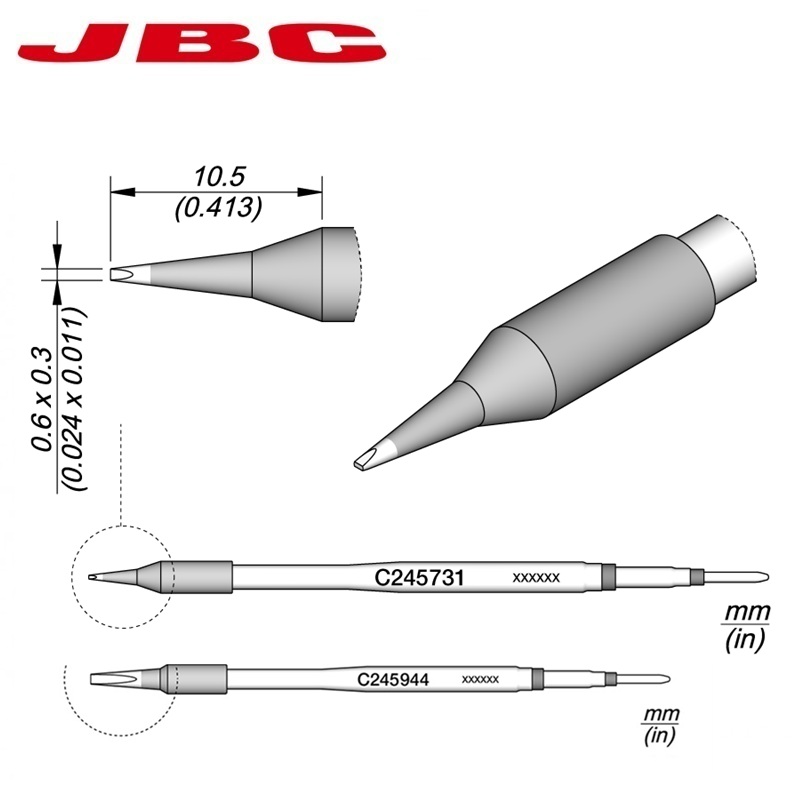 CARTUCHO JBC C245-731 CINCEL 0.6x0.3mm