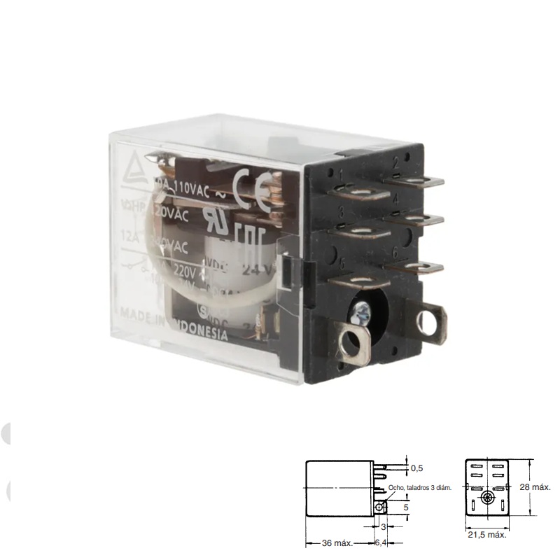 RELÉ DE POTENCIA OMRON LY2 DC 12V (2Co) 10A FASTON