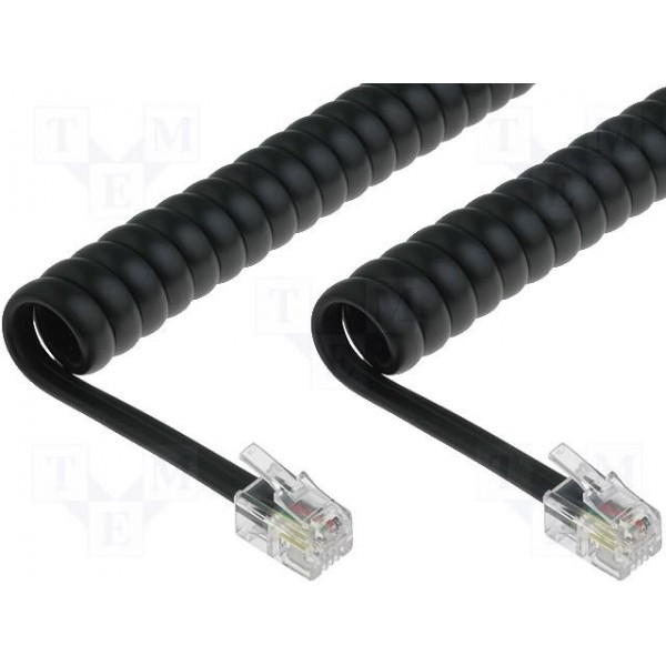 CABLE AURICULAR RIZADO RJ-9 4P4C M/M 3.5MTS. NEGRO