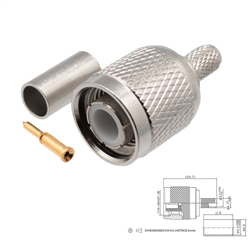 CONECTOR TNC MACHO AÉREO RECTO CRIMPAR RG58
