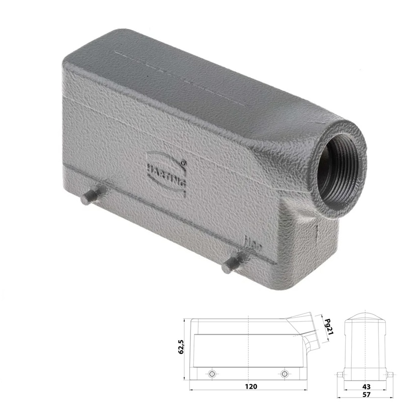 CARCASA HDC HARTING HAN-B 24B RECTO PESTILLO DOBLE