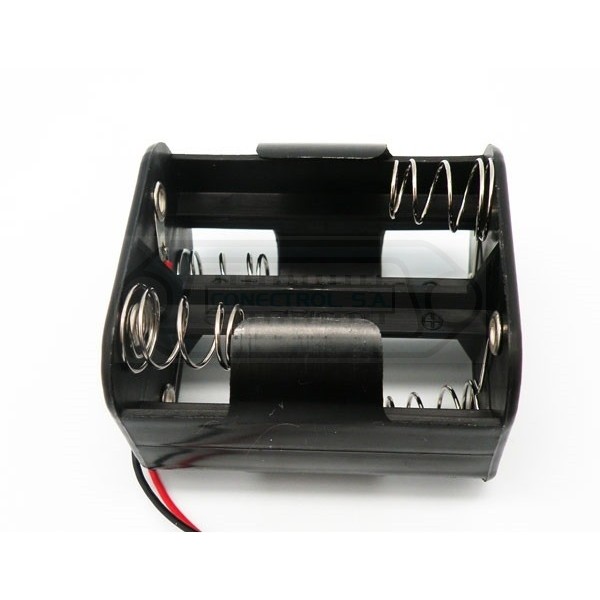 PORTAPILAS 4 PILAS R14 (C) DOBLE (2+2) CON CABLE