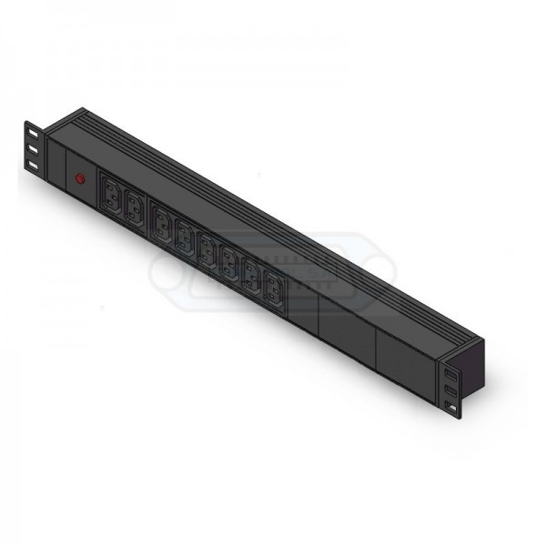 BASE ELÉCTRICA RACK 19" 1U 8 SALIDAS IEC