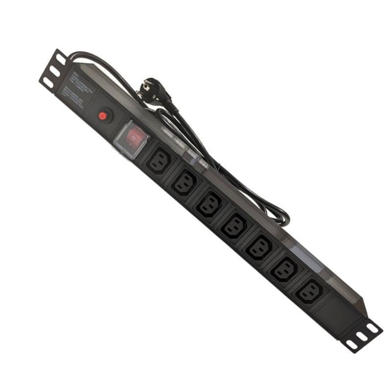 BASE RACK 19" 1U 7 SALIDAS IEC C13 + INTERRUPTOR