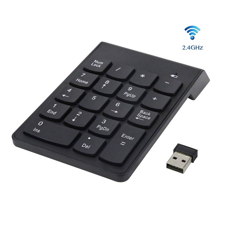 TECLADO NUMÉRICO INALAMBRICO 2.4GHz 18 TECLAS NEGRO
