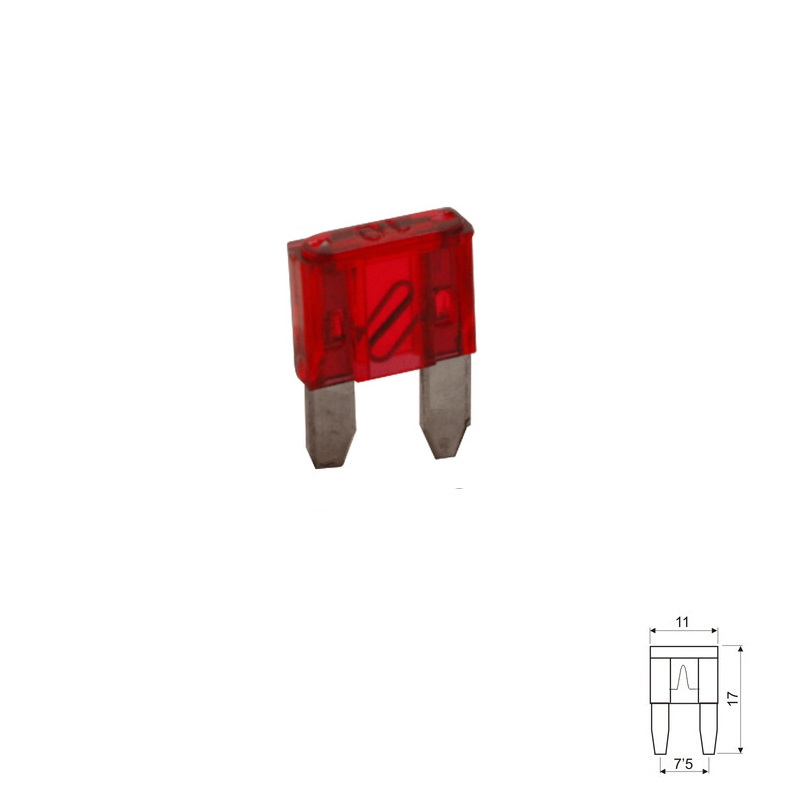 FUSIBLE LAMINADO MINI 11MM COCHE 10A ROJO