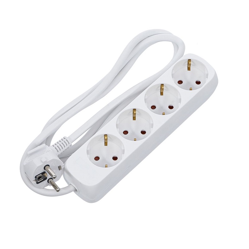 REGLETA ELÉCTRICA 4 SALIDAS SCHUKO, BLANCO, 1.5m
