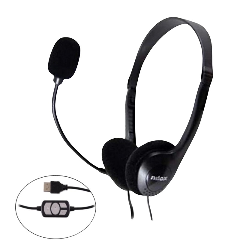 AURICULARES USB CIRCUMAURALES ESTÉREO NILOX CON MICRÓFONO