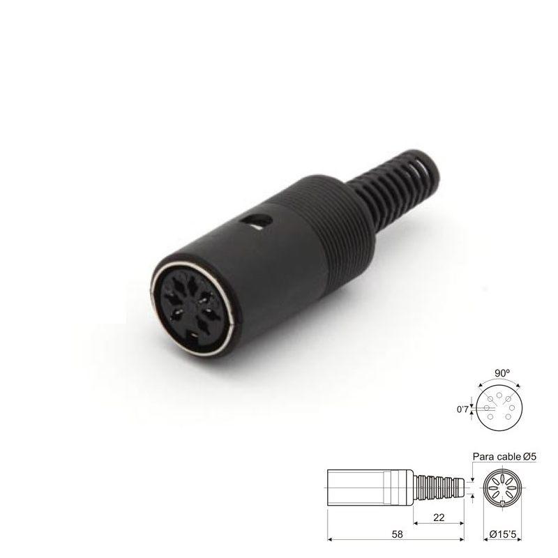 CONECTOR DIN HEMBRA AÉREO 7P 315º SOLDAR