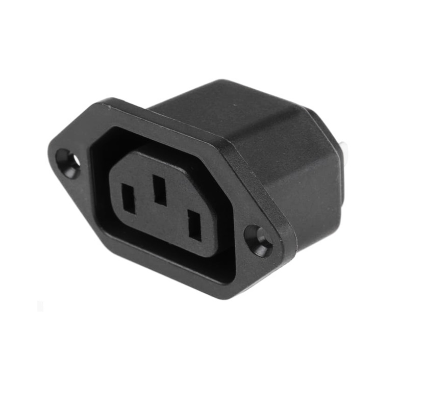 BASE IEC C13 HEMBRA 10A/250V PANEL TORNILLO FASTON 4.8mm