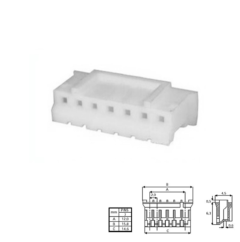 CONECTOR POSTE 2,00mm 7 PINES HEMBRA