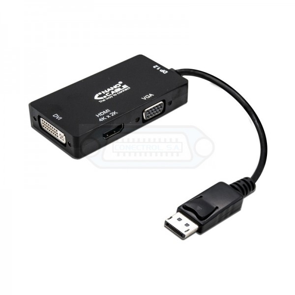CONVERSOR DISPLAYPORT a HDMI 4K/DVI/VGA NEGRO CABLE  0.15m