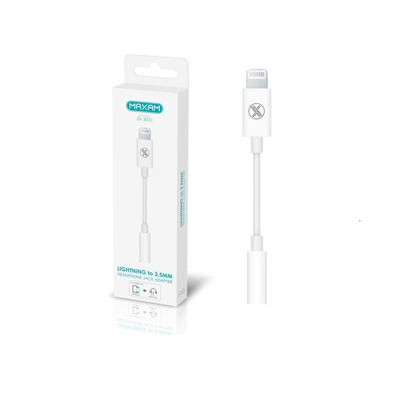 ADAPTADOR LIGHTNING MACHO A JACK 3.5mm HEMBRA BLANCO