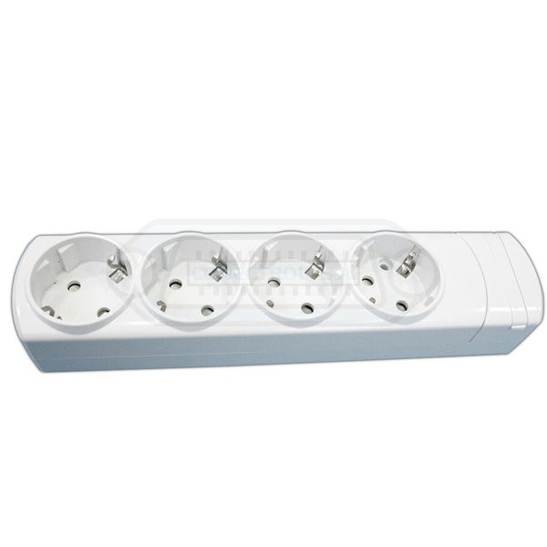 REGLETA ELÉCTRICA 4 SALIDAS SCHUKO, BLANCO, SIN CABLE