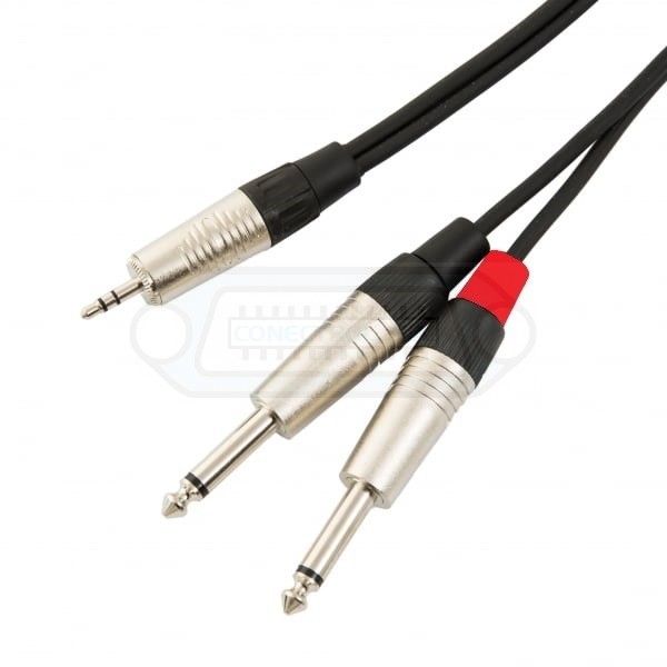 CABLE AUDIO JACK 3.5mm MACHO ST - 2x JACK 6.35mm M/M MONO 1.5M