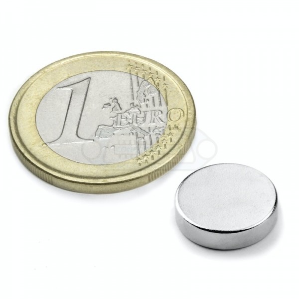 IMÁN DE NEODIMIO DISCO NIQUELADO Ø12mm ALTO 3mm 2.4kg N45