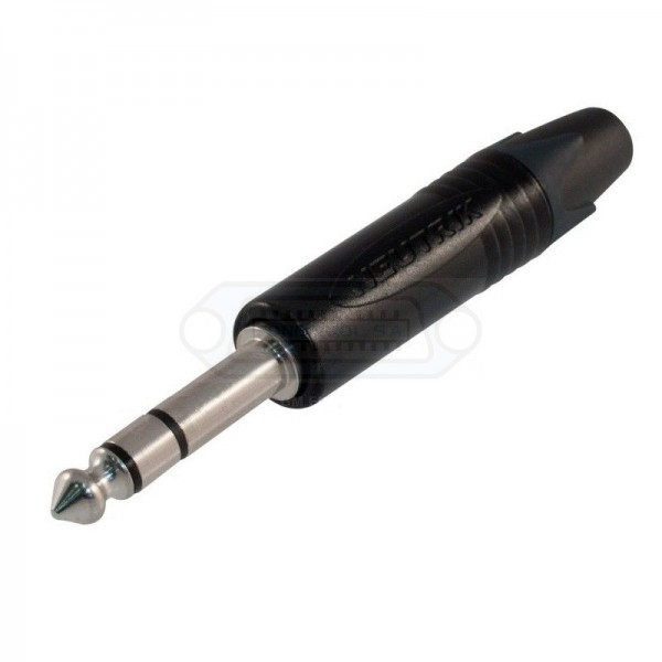 CONECTOR JACK 6.35mm MACHO ESTÉREO AÉREO NEUTRIK NÍQUEL/NEGRO