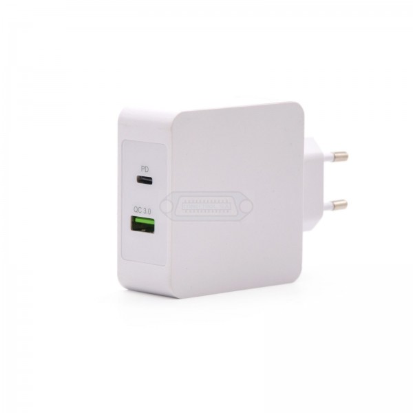 CARGADOR PARED USB-C PD + USB-A QC3.0 48W