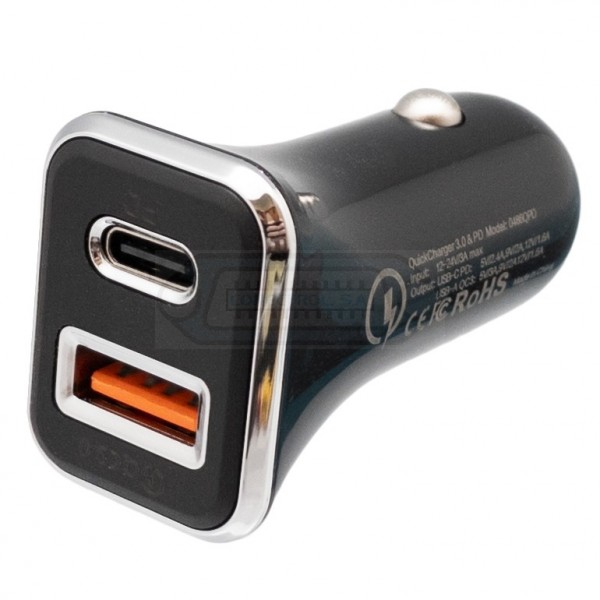 CARGADOR COCHE USB TIPO-C PD + USB 3.0 QC