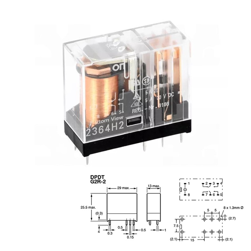 RELÉ DE POTENCIA OMRON G2R-2 AC 12V (2Co) 5A PCB