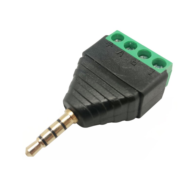CONECTOR RÁPIDO JACK 3.5mm MACHO 4P ESTÉREO BORNA TORNILLO