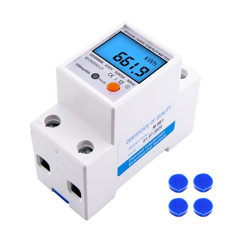 MEDIDOR ENERGIA MONOFASICO AC 110V-230V 80A CARRIL DIN