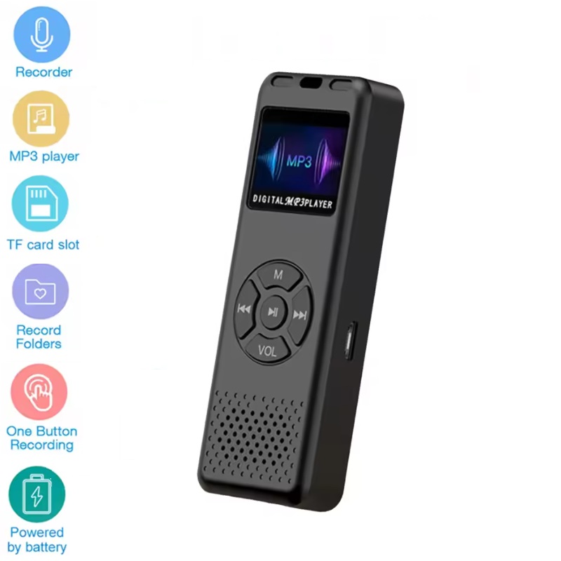GRABADORA DE VOZ DIGITAL MP3/WAV, SLOT MicroSD, NEGRO