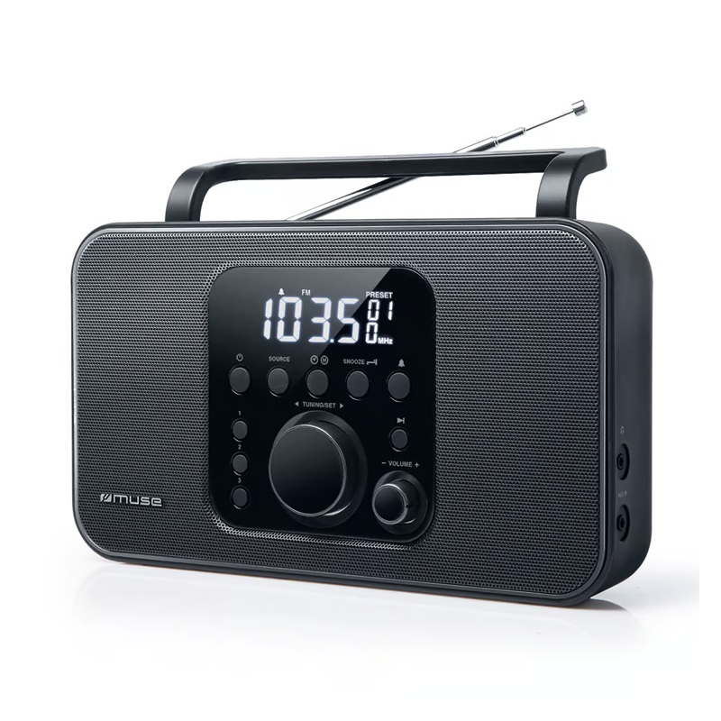 RADIO ANALÓGICA PORTÁTIL FM/MW PLL, ESTÉREO, LCD, MUSE M-091R AC/DC NEGRO