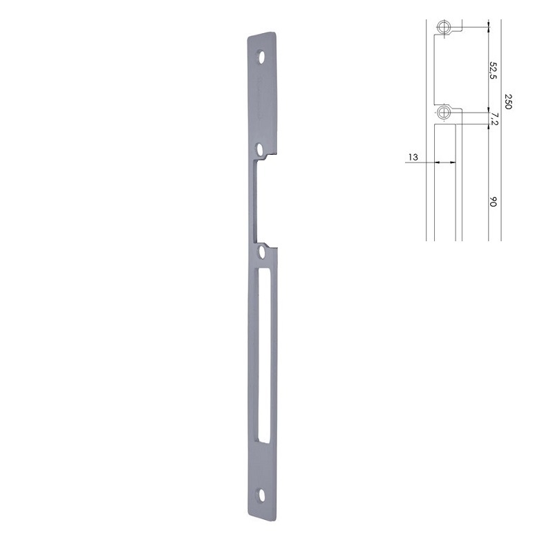ARMADURA LARGA L22MM GRIS PARA ABREPUERTAS