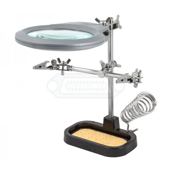 SOPORTE SOLDADOR CON LUPA Y PINZAS ZD-10MB