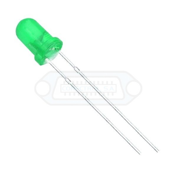 DIODO LED Ø5mm VERDE DIFUSO 2.3V