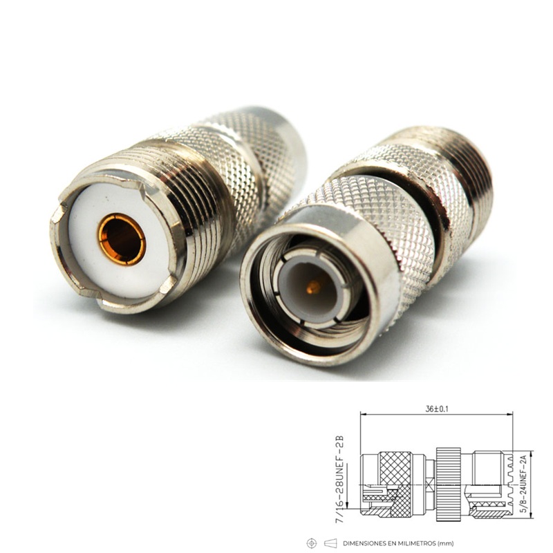 ADAPTADOR PL-259 (UHF) HEMBRA - TNC MACHO AÉREO RECTO