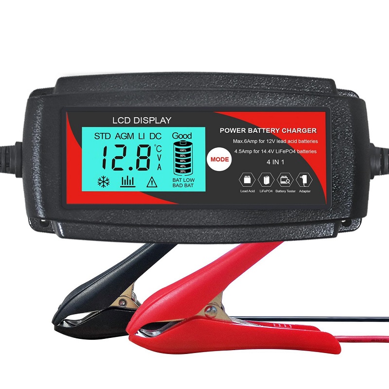 CARGADOR BATERIAS GEL, AGM, LIFEP04, PB 12V 6A AUTOMATICO
