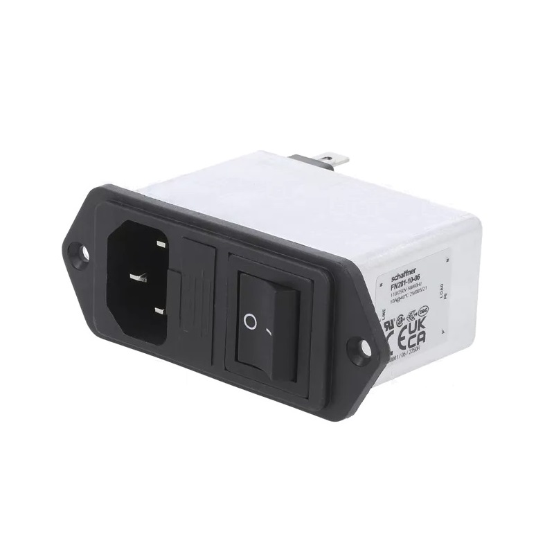 MÓDULO CON FILTRO DE CORRIENTE IEC C14 + INTERRUPTOR Y FUSIBLE
