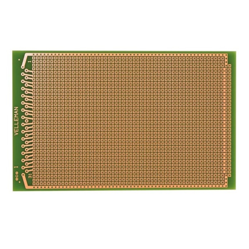PLACA C.I. PERFORADA TOPOS, 1 CARA, 100x160mm, EUROCARD, FR4