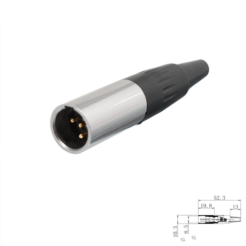 CONECTOR MINI XLR 4P MACHO AÉREO RECTO