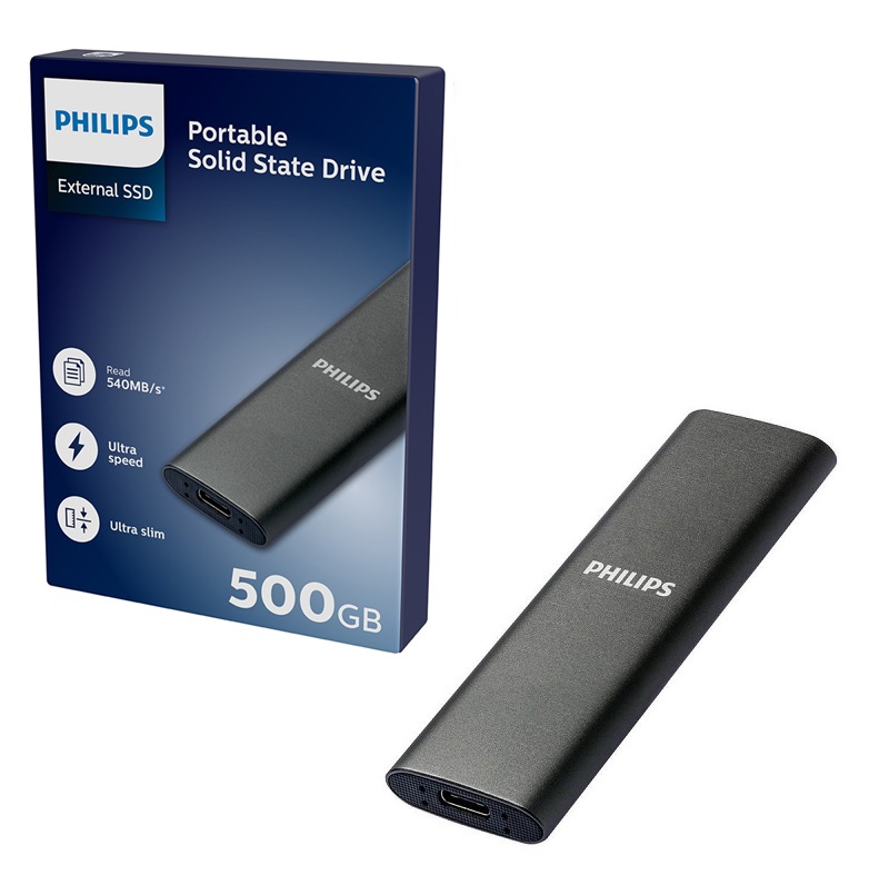 DISCO SSD EXTERNO 500GB PHILIPS SPACE GREY USB-C 3.2