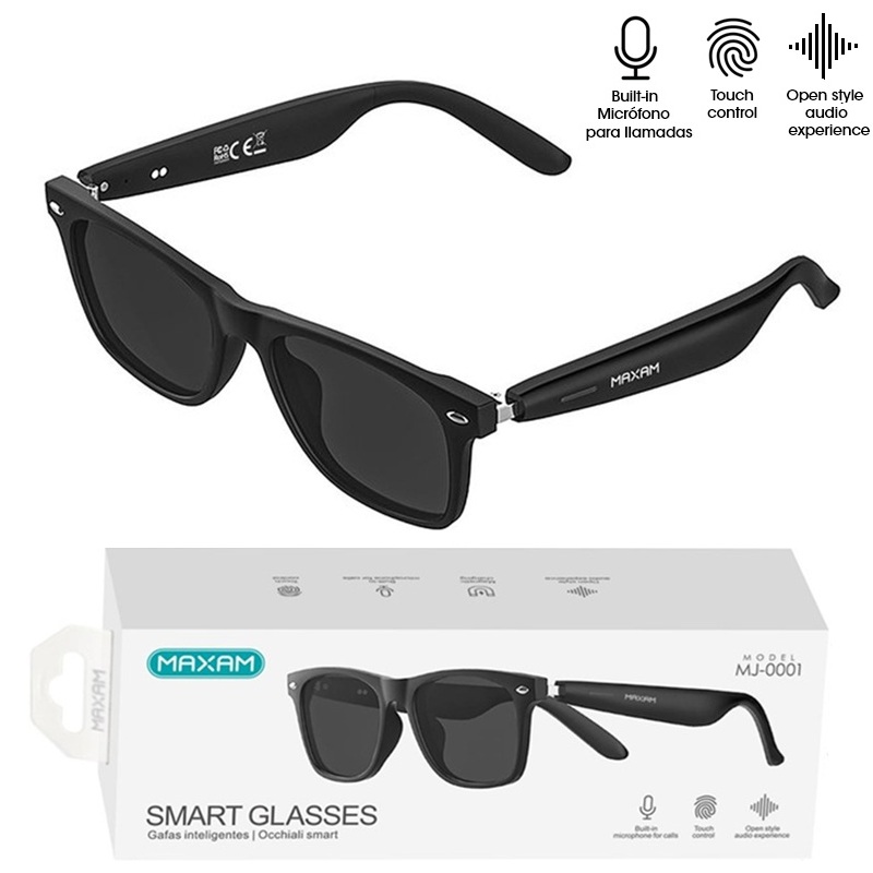 GAFAS DE SOL INTELIGENTES V5.3 MICRÓFONO, AUDIO, TOUCH CONTROL, NEGRO
