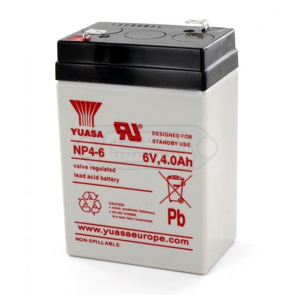 BATERÍA PLOMO AGM YUASA 6V 4.0Ah