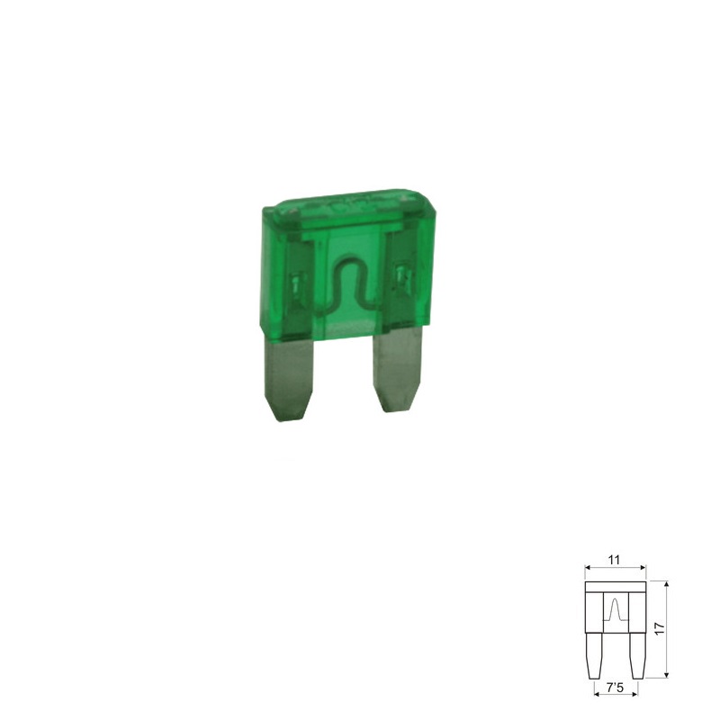 FUSIBLE LAMINADO MINI 11MM COCHE 30A VERDE