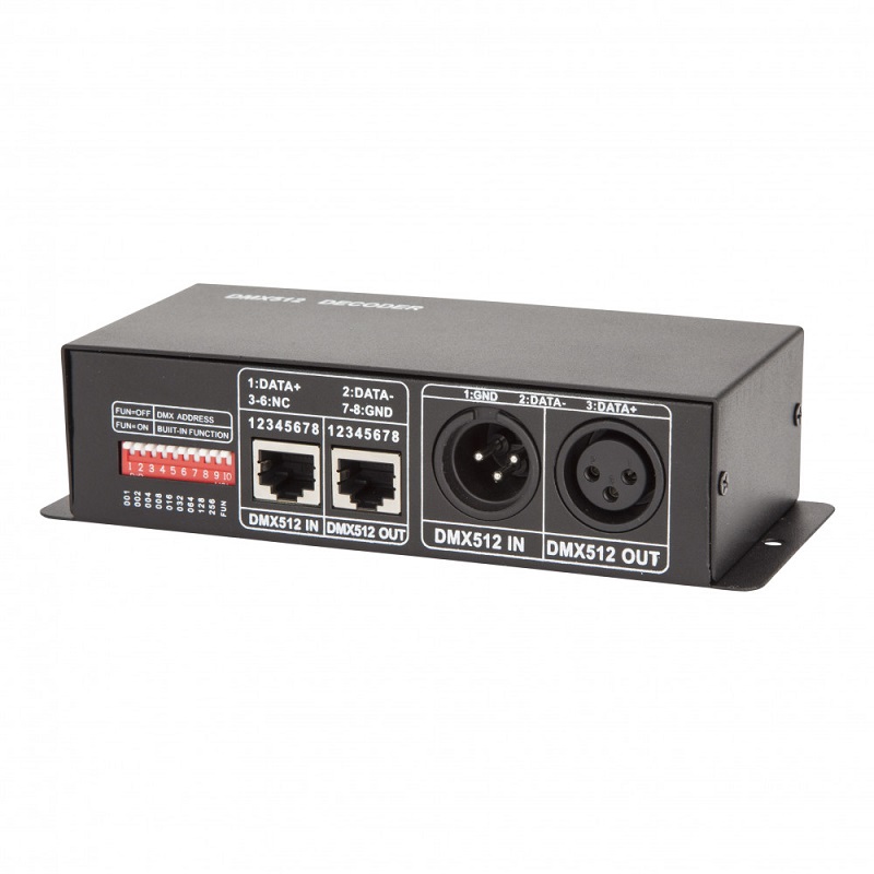 CONTROLADOR DMX512 RGB 12/24V 3CH 8A 288/576W