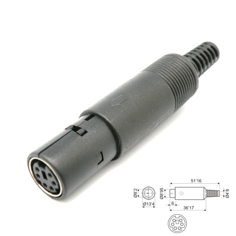 CONECTOR MINI DIN 6 PINES HEMBRA AÉREO