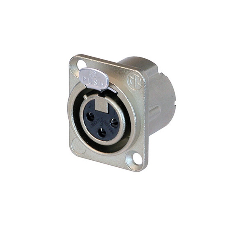 CONECTOR XLR 3P HEMBRA CHASIS D NEUTRIK NÍQUEL/PLATA
