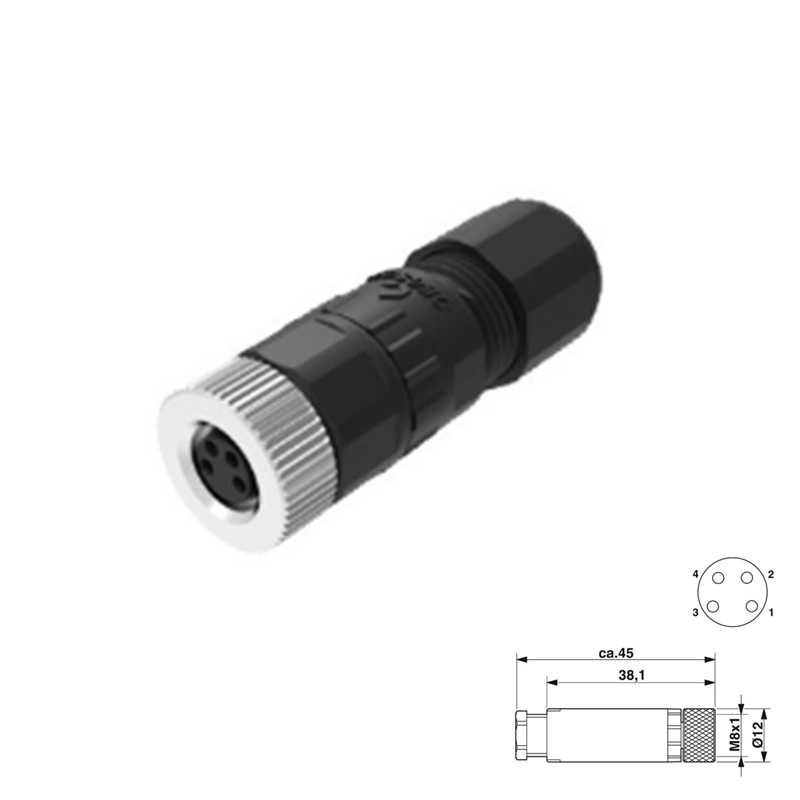 CONECTOR SACC 4P M8 HEMBRA AÉREO RECTO (SACC-M-8FS-4)