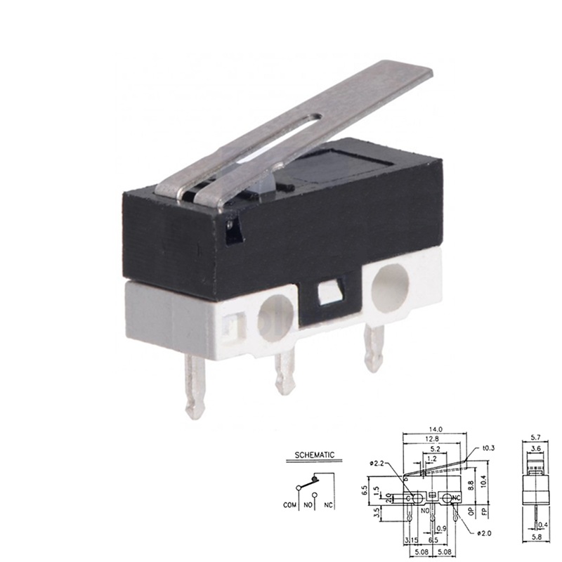 MICRO INTERRUPTOR MINI (SPDT) ON-(ON) 1.5A/250V PALANCA MEDIANA