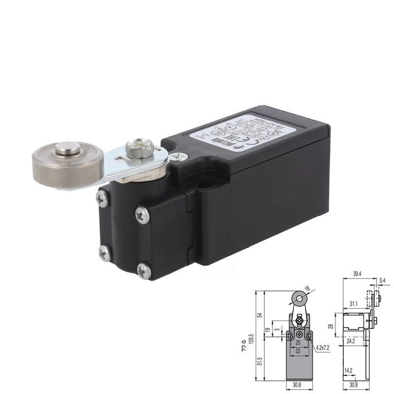 INTERRUPTOR DE POSICIÓN 1NO+1NC 10A/250VAC PALANCA GIRATORIA ROLDANA
