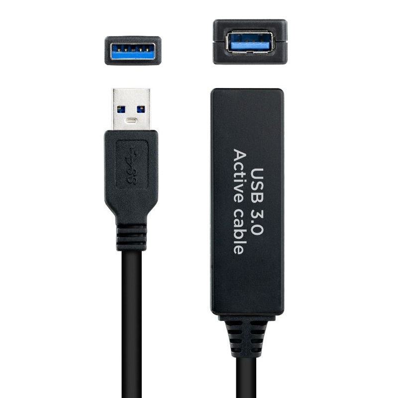 CABLE USB-A 3.0 ALARGADOR M-H AMPLIFICADO NEGRO 10m
