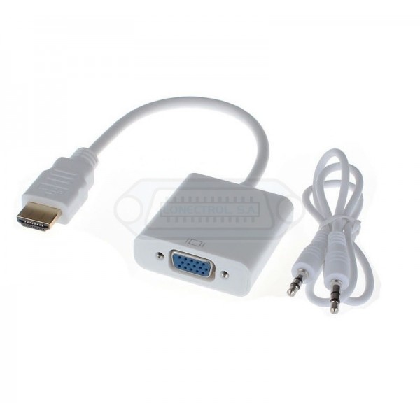 CONVERSOR VÍDEO HDMI A VGA + AUDIO (JACK)