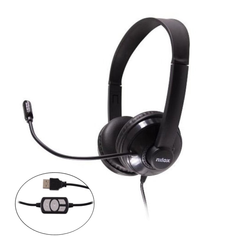 AURICULARES USB SUPRAAURALES ESTÉREO NILOX CON MICRÓFONO
