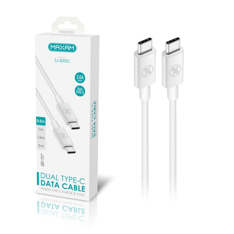 CABLE USB-C a USB-C PD 60W BLANCO 0.5m